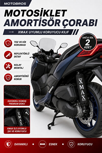 Motobros Yamaha Xmax Amortisör Çorabı Su Ve Çamur Geçirmez Reflektörlü