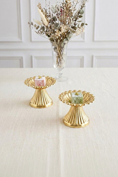Kitchen Life 2-Piece Beaded Gold Macaron Bowl, Candy Bowl, Coffee Side Servin...