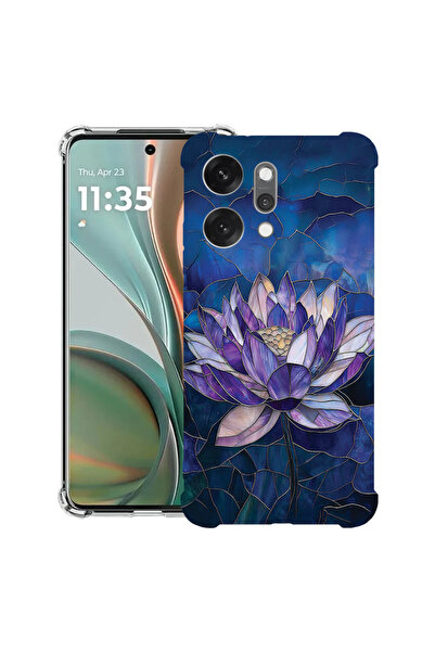 bestcase Αντικραδασμική Θήκη για OPPO Reno14, Φλοράλ - Λωτός με σχέδιο βιτρό,...