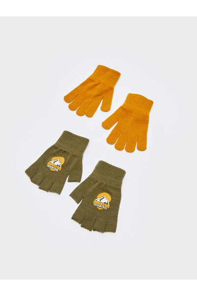 LC Waikiki Printed Boys' Knitwear Gloves 2-Pack