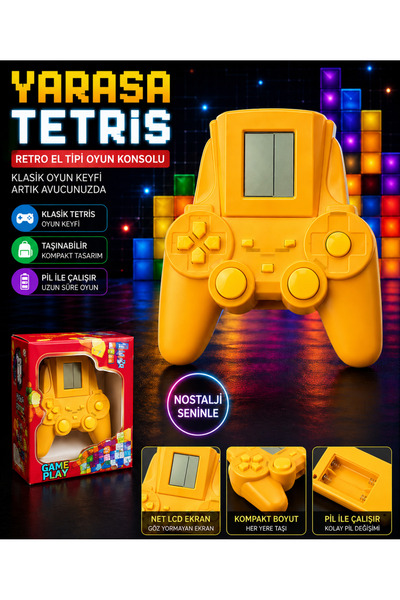 TRUST STORE Kutulu Yarasa Tasarımlı Tetris Oyun Konsolu Retro El Tipi Taşınab...
