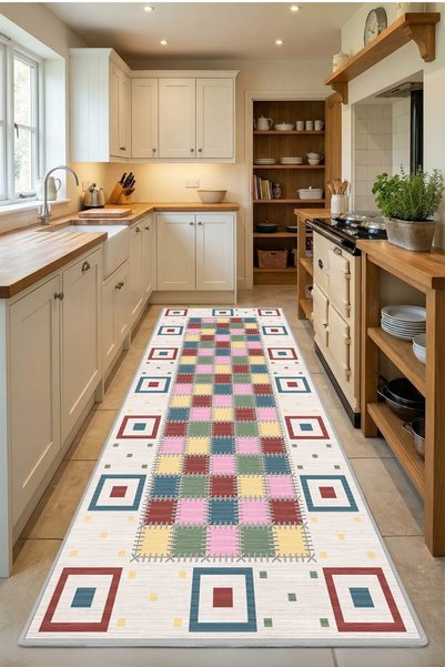 Monnhein Eco-Friendly Colored Gray Modern Kitchen Carpet Washable Non-Slip Wa...