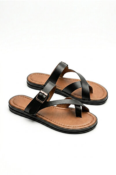 GİAMGİA STORE Sandale negre casual cu talpă plată pentru femei Veyron10