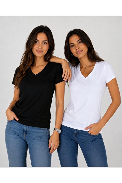 moda felinya KADIN KISA KOLLU V YAKA 1 ADET SİYAH 1 ADET BEYAZ TOPLAM 2 ADET ...