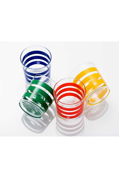 Benetton Home 4 lü Cam Su Bardagi Renkli-380 cc