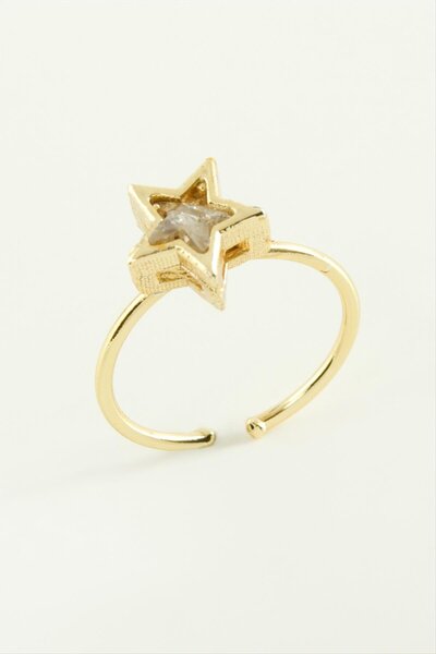 ZERO LAND Ilkeshop Rectangular (05053) Ring with Stones-Yellow