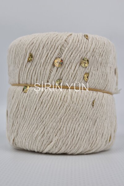 Şirin Yün Pullu Örgü İpi 50 Gram 100 Metre Ekru 2305