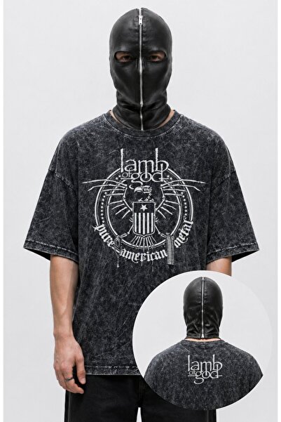 Fuddy Moda Tricou unisex supradimensionat Lamb Of God Pure American Metal, cu...