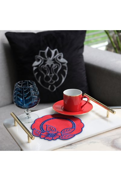Leoinart Delik Işi Red Cocktail Presentation Napkin