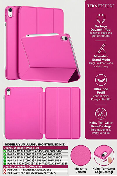 TEKNETSTORE iPad Air 11" M4 M3 M2 Uyumlu Kılıf Ultra İnce Standlı Akıllı Uyku...