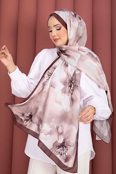 EBRUTESETTÜR سلسلة شالات بتصميم زهور باللون البني