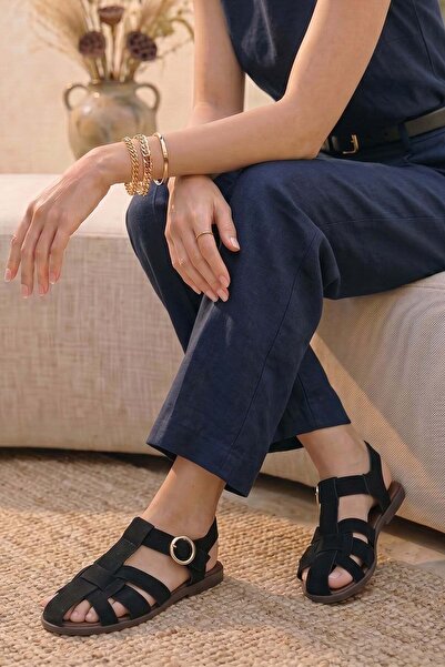 Stilbagshoes Lined Front Closed Cross-Detail Imported Model Women's Sandals B...