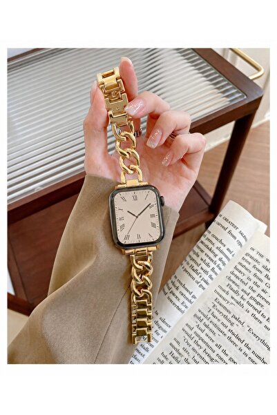 Alstrap Watch 11-10 46mm 9 8 7 45mm 6 5 4 SE 44mm Uyumlu Zincir Metal Kordon ...