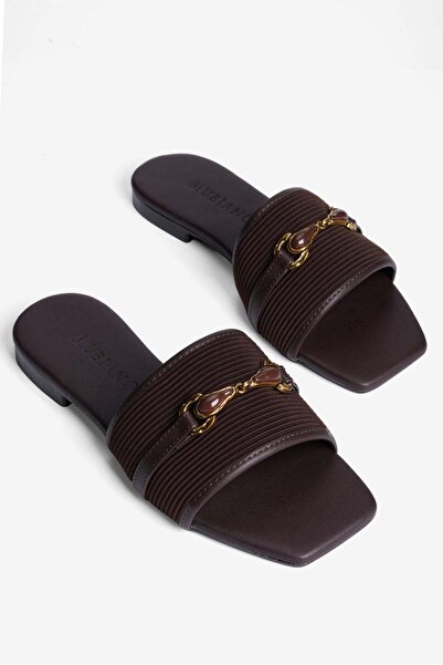 Mubiano Women's Slippers with Gold Accessory Detail, Stylish Daily Wear, Vale...