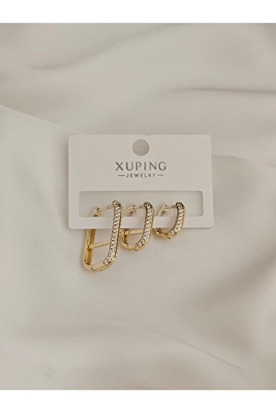 Zivazer Store Kadın xuping marka 14k gold renk 3'lü halka küpe