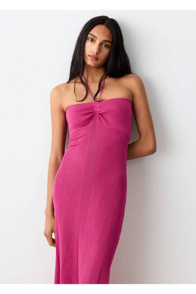 Mango Teen Halter yaka triko elbise