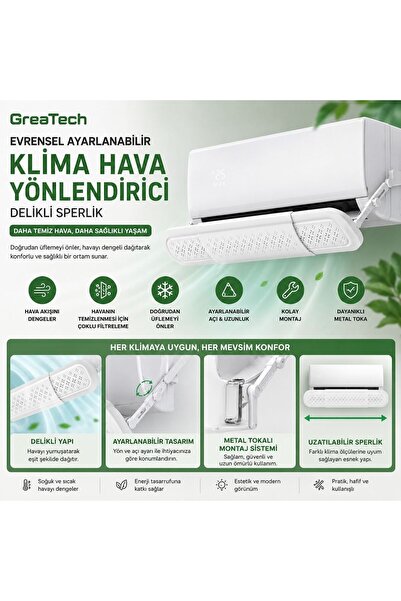 ozbience Çok Amaçlı Ayarlanabilir Metal Tokalı Hava Yönlendirici Split Klima ...
