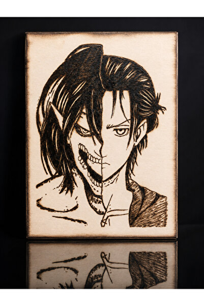 Attack on Titan Eren Yeager Ahşap Yakma Tablo – 21 cm x 15 cm El Yapımı Anime Dekoru