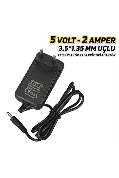 Derwell 5 Volt - 2 Amper 3.5*1.35mm Uçlu Ledli Plastik Kasa Priz Tipi Adaptör...