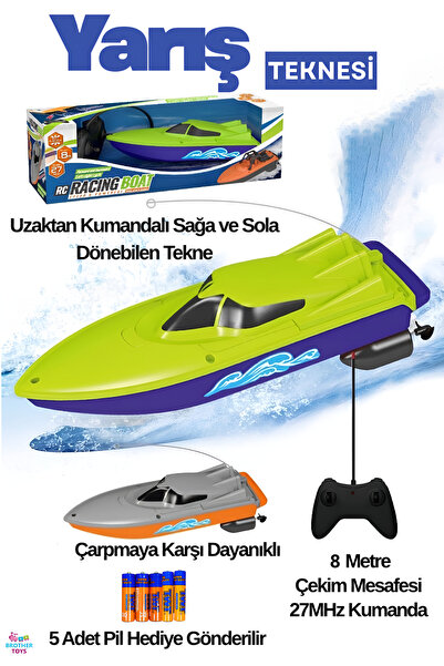 Brother Toys Uzaktan Kumandalı Full Fonksiyon Yarış Teknesi 26 Cm.