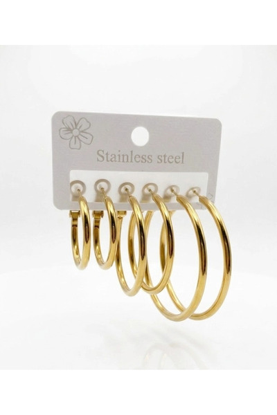 EASERA TİCARET City Glow Six Ring Earring Set