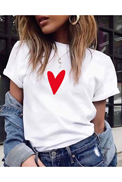 WYOS Tricou alb cu inimă roșie