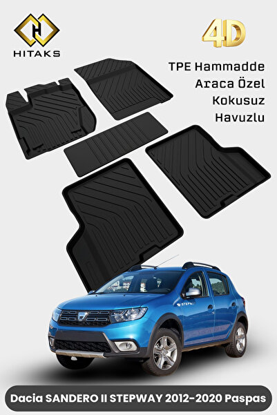Hitaks Dacia Sandero Stepway 2 Havuzlu 4D Paspas 2012 2013 2014 2015 2016 201...