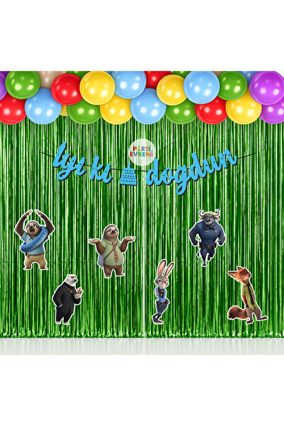 Parti Evreni Zootropolis Temalı Arka Fon Süsleme Seti 1 Metre