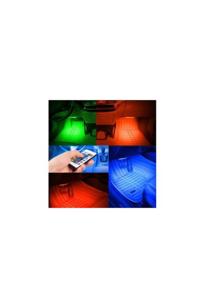 Aca Lumini ambientale RGB cu 12 LED-uri pentru mașină, Viziune reflectată, Telecomandă, Cablaj inclus
