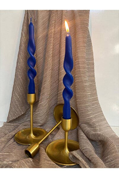 Usta Mum Mavi 2.Lİ BURGULU ŞAMDAN MUM LÜKS 24CM