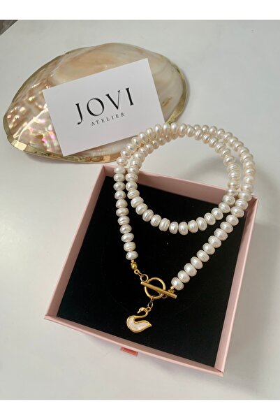JOVİ ATELİER 50cm -Sertifikalı Doğal Rondela İnci Kadın Kolye | Çelik Aparat ...