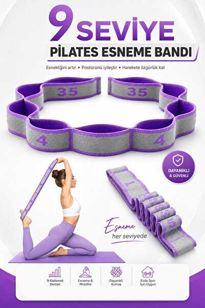Thundara 9 Seviye Direnç Bandı Jimnastik Eğitim Pilates Yoga Egzersiz Esneme ...
