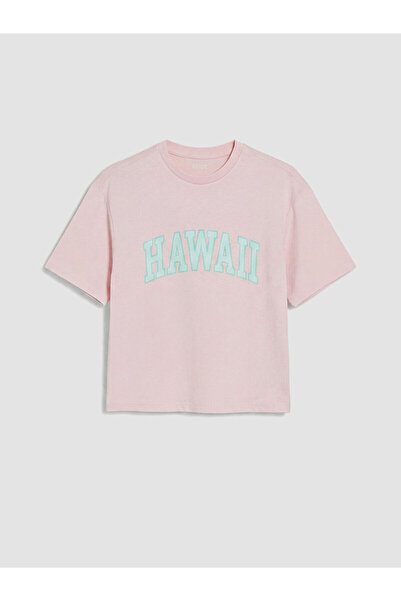 LC Waikiki تي شيرت نسائي مطبوع عليه هاواي برقبة بيضاوية من NEVAVM