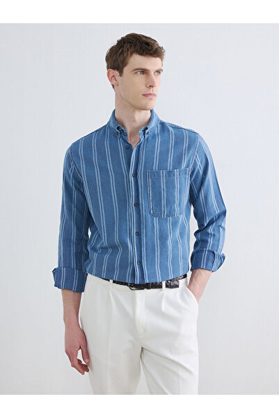 LC Waikiki Nevavm Comfortable Fit Men's Jean Shirt with Difference