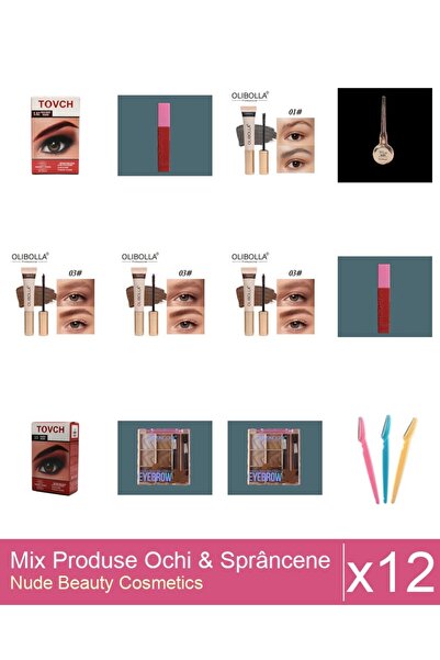 Makeup Set Mix 12 produse Rimel Sprancene: Rimel sprancene Olibolla #03 Aubur...