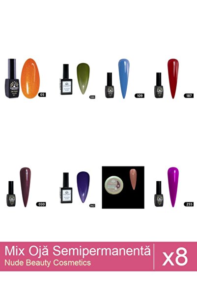 Makeup Set Mix 8 produse Nail Oja: Oja semipermanenta BLACK ELITE, Global Fas...