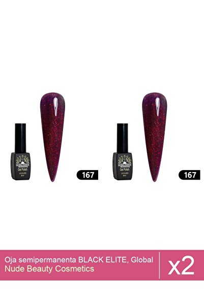 Makeup Set 2x Oja semipermanenta BLACK ELITE, Global Fashion 8 ml,167