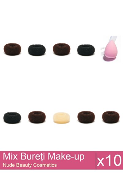 Makeup Set Mix 10 produse Bureti: Burete coc blond - 9 cm diametru, Burete co...