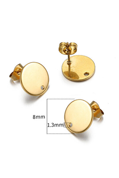 Choice15 Gold 06-8mm 10pcs Stainless Steel Earring Bases With Holes Or Loops ...