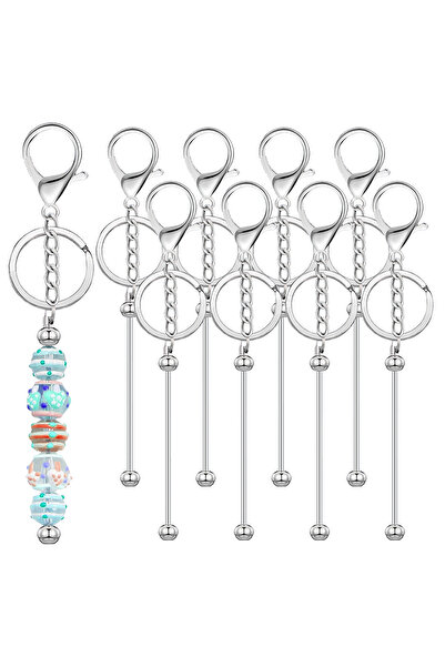Choice9 8PCS Silvery 3/8/16/25Pcs Metal Beadable Keychain Bars Blanks for Bea...