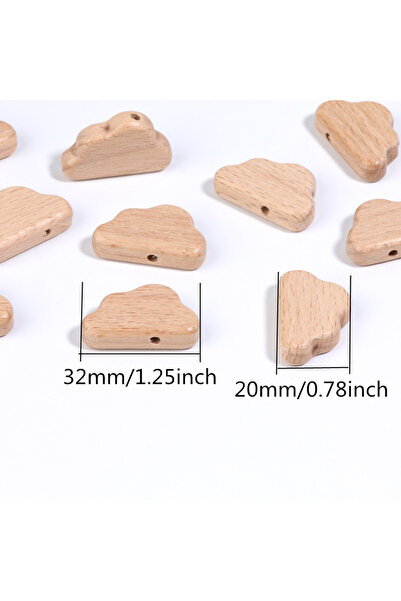 Choice5 C07774 3pcs Beech Wood Star/Love/Bear/Flower/Cloud/Rabbit Wood Beads ...