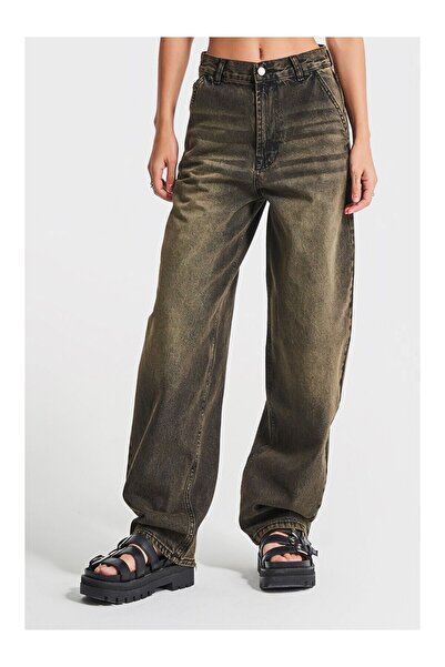 LC Waikiki NEVAVM Farkıyla جينز كاكي للنساء من نوع Juniper 4S5-86 Skater Fit ...