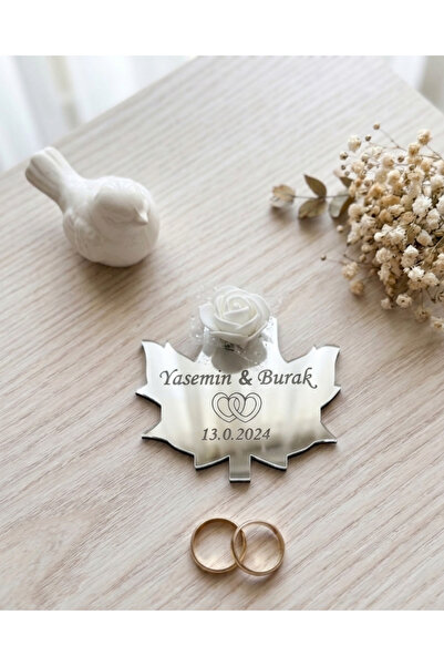 ih ihra Kişiye Özel Çınar Yaprağı Tasarımlı Çiçekli Söz Nişan Nikah Düğün içi...