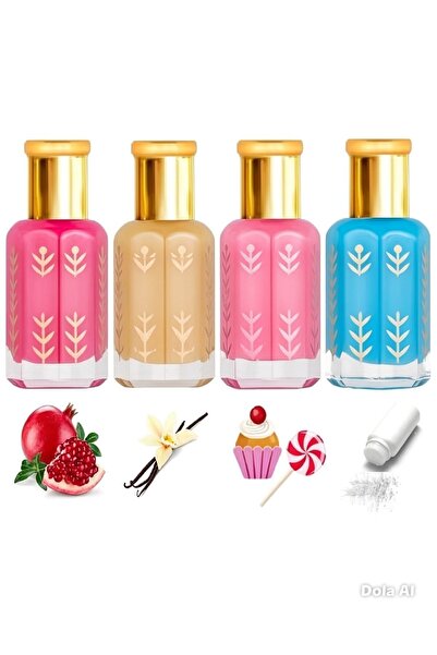 Laren Musk مسك الجسم مكون من 4 قطعة حجم 12مل (رمان+فانيلا+كرز+بودر)