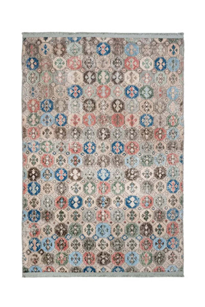 halinet Halı.Net Gray Ethnic Bohemian Washable Non-Slip Living Room Carpet Pi...