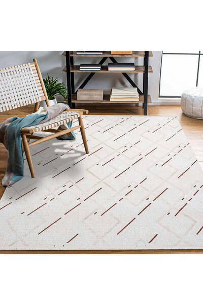 halinet Halı.Net Cream Modern Washable Non-Slip Living Room Carpet Cr-Royal-1...