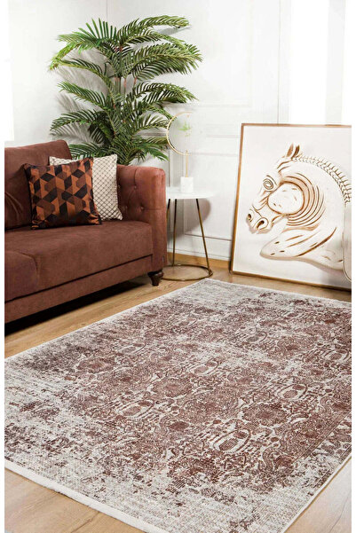 halinet Halı.Net White Ethnic Bohemian Washable Non-Slip Living Room Carpet H...