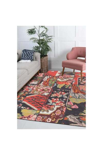 halinet Halı.Net Red Vintage Antique Washable Living Room Carpet Artl-Ba10-Re...