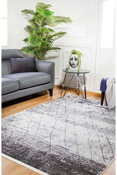 halinet Halı.Net Anthracite Modern Washable Non-Slip Living Room Carpet Haln-...