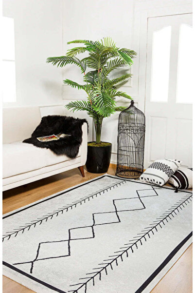 halinet Halı.Net Anthracite Modern Washable Non-Slip Living Room Carpet Haln-...